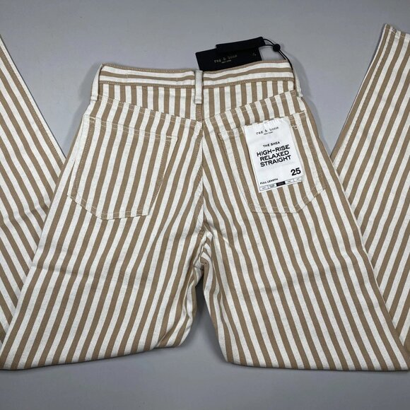 Rag & Bone Women's Shea Relaxed Straight Leg Jeans Tan/Ivory Size 25 - Picture 5 of 12